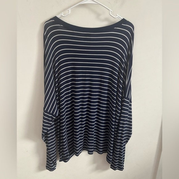 CAbi Ahoy Tee Navy White Striped V-Neck Long Sleeve Nautical Preppy stretch XL - Picture 3 of 6